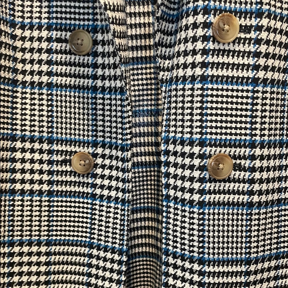 J Jill Blue Black and White Plaid Car Coat (bw) - Picture 5 of 7